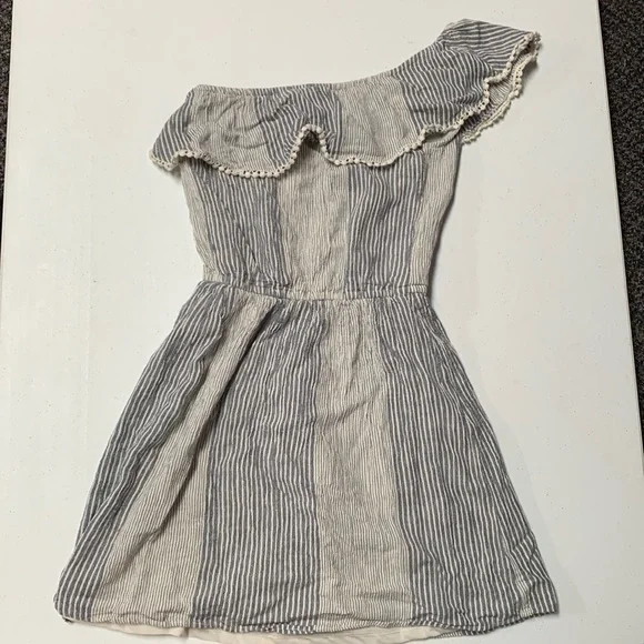 American Eagle Outfitters Dresses One Shoulder Grey Stripe